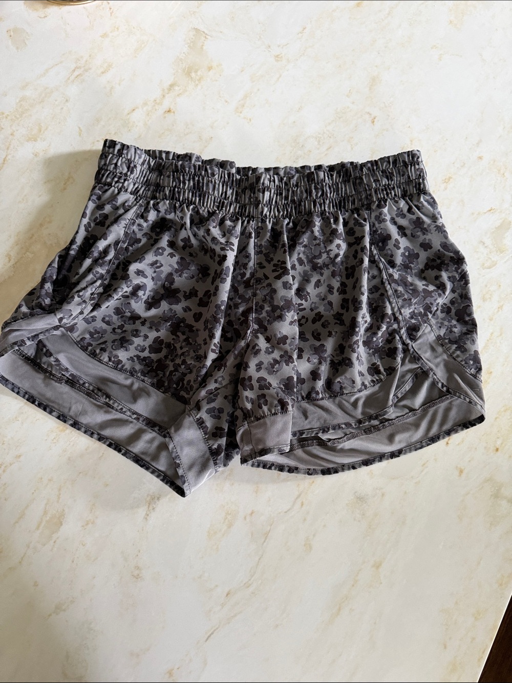 Athleta Gray Leopard-Print Athletic Shorts - Women's